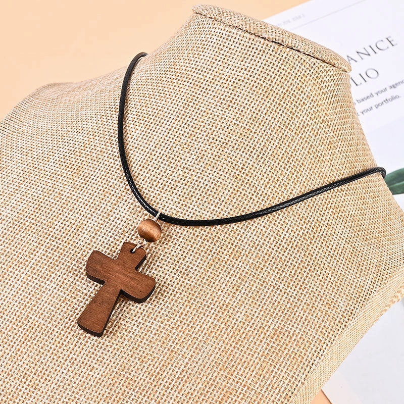 Wholesale Wooden Cross Red Bean Necklace