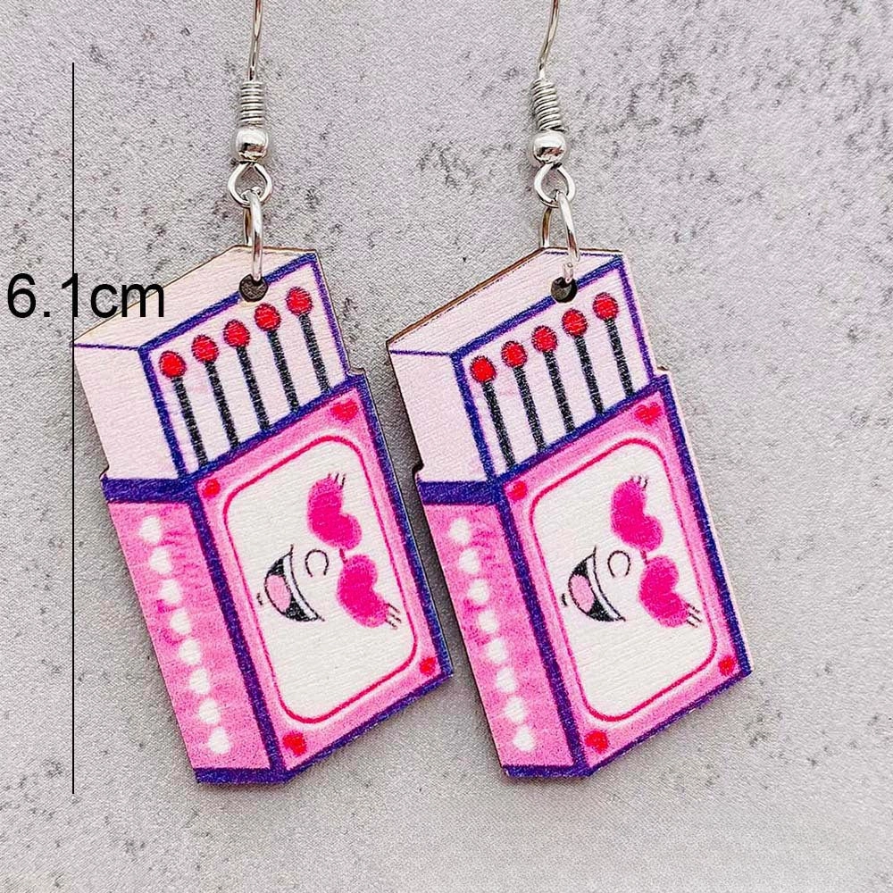Wholesale Wooden Frog Prince Ballet Girl Pendant Earrings