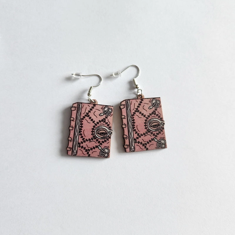 Wholesale Wooden Halloween Rainbow Pumpkin Earrings
