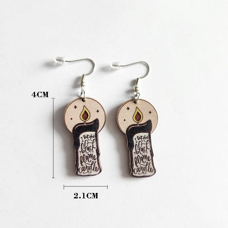 Wholesale Wooden Halloween Rainbow Pumpkin Earrings