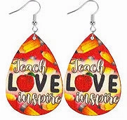 Wholesale Wooden Printed Earrings for Teachers' Day and Graduation Season