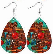 Wholesale Wooden Printed Earrings for Teachers' Day and Graduation Season