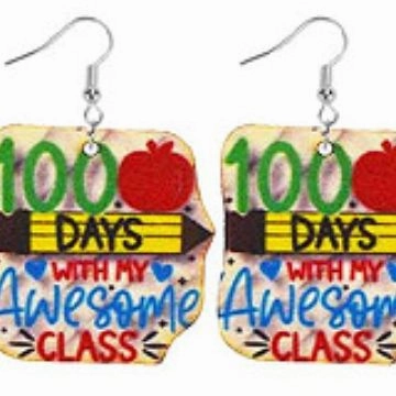 Wholesale Wooden Printed Earrings for Teachers' Day and Graduation Season