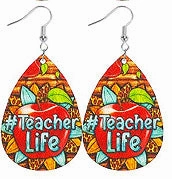 Wholesale Wooden Printed Earrings for Teachers' Day and Graduation Season