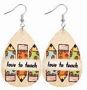 Wholesale Wooden Printed Earrings for Teachers' Day and Graduation Season
