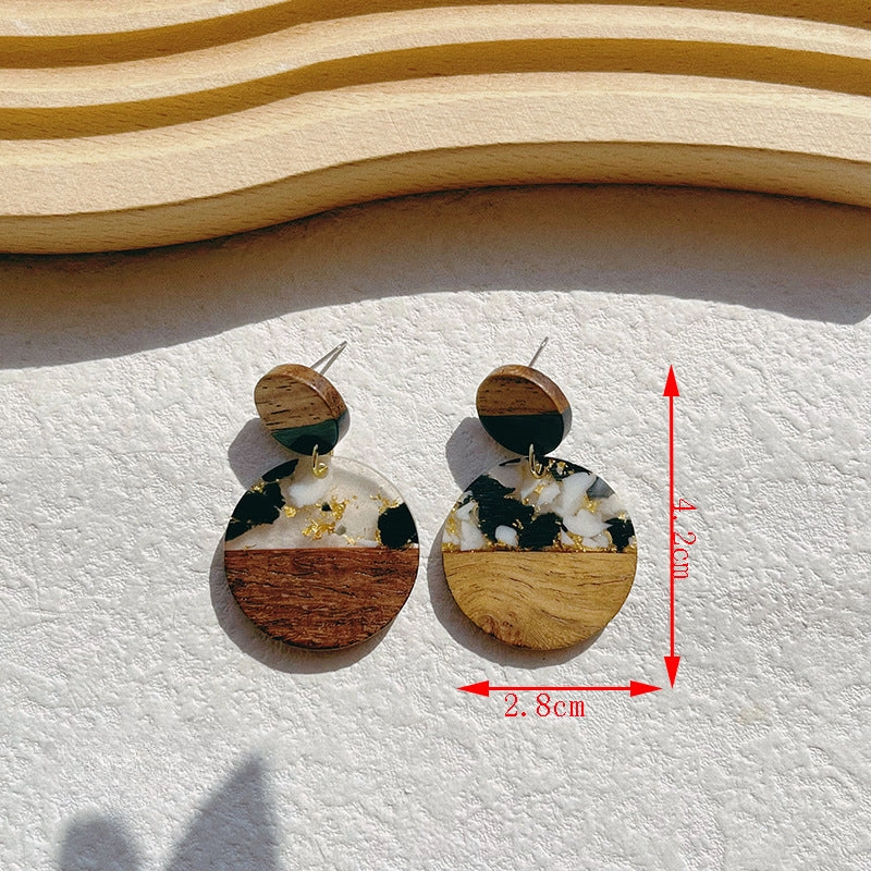 Wholesale Wooden Resin Splicing Earrings