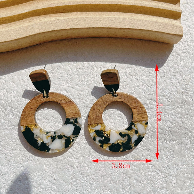 Wholesale Wooden Resin Splicing Earrings