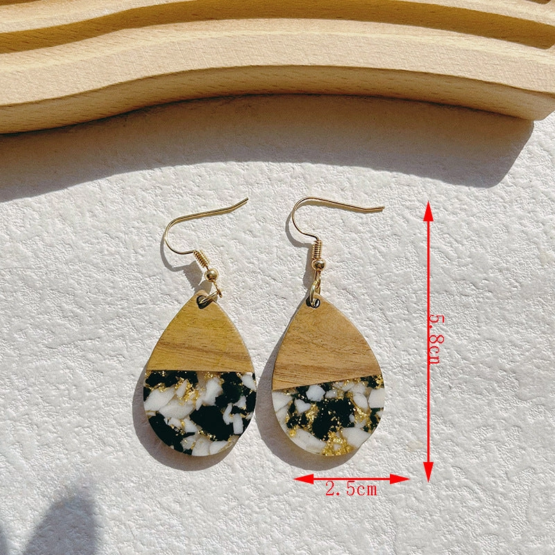 Wholesale Wooden Resin Splicing Earrings