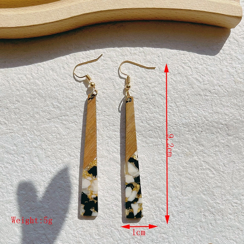 Wholesale Wooden Resin Splicing Earrings