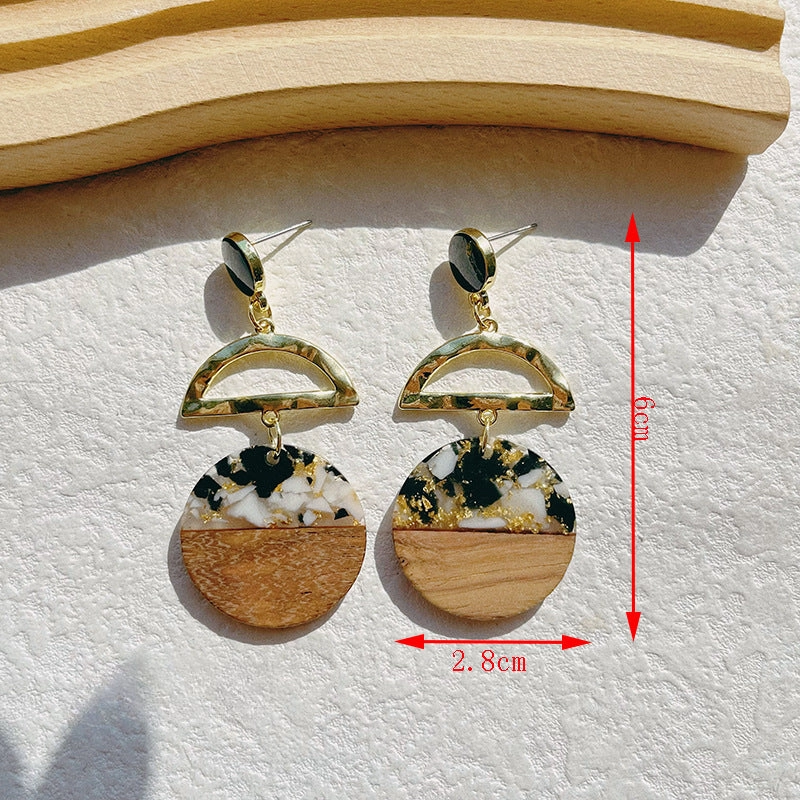 Wholesale Wooden Resin Splicing Earrings