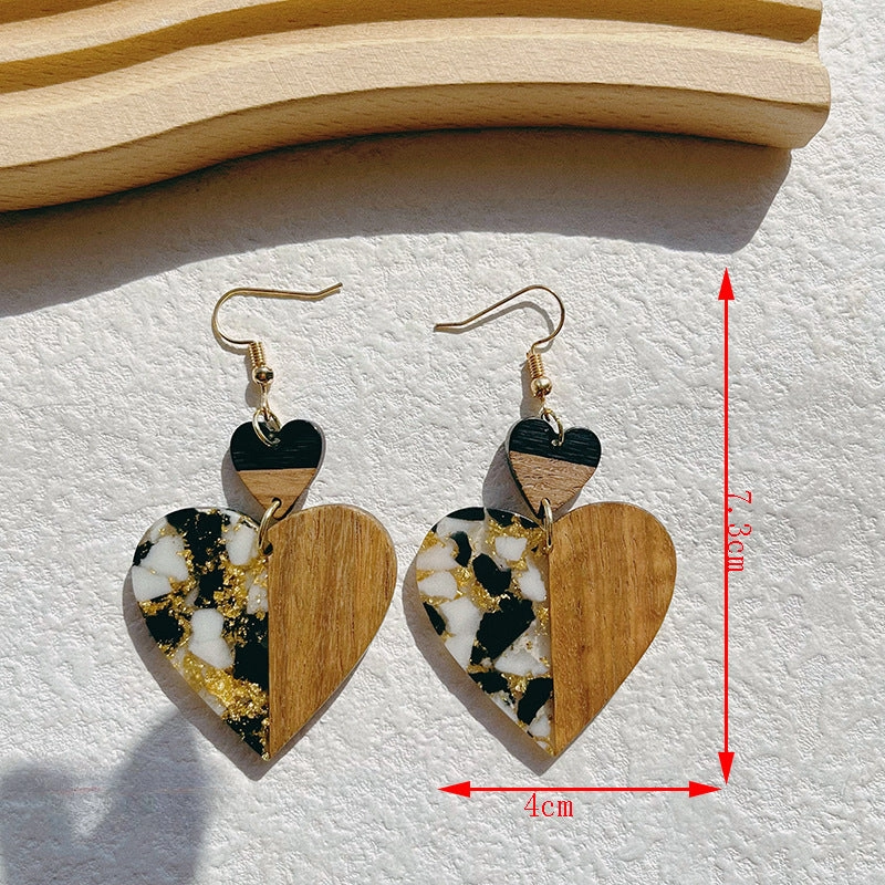Wholesale Wooden Resin Splicing Earrings
