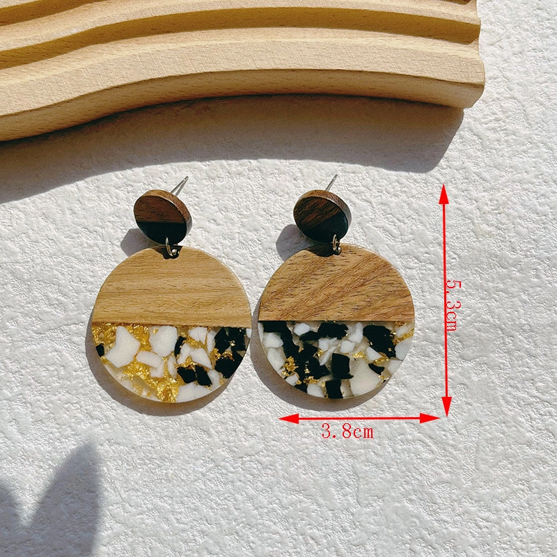 Wholesale Wooden Resin Splicing Earrings