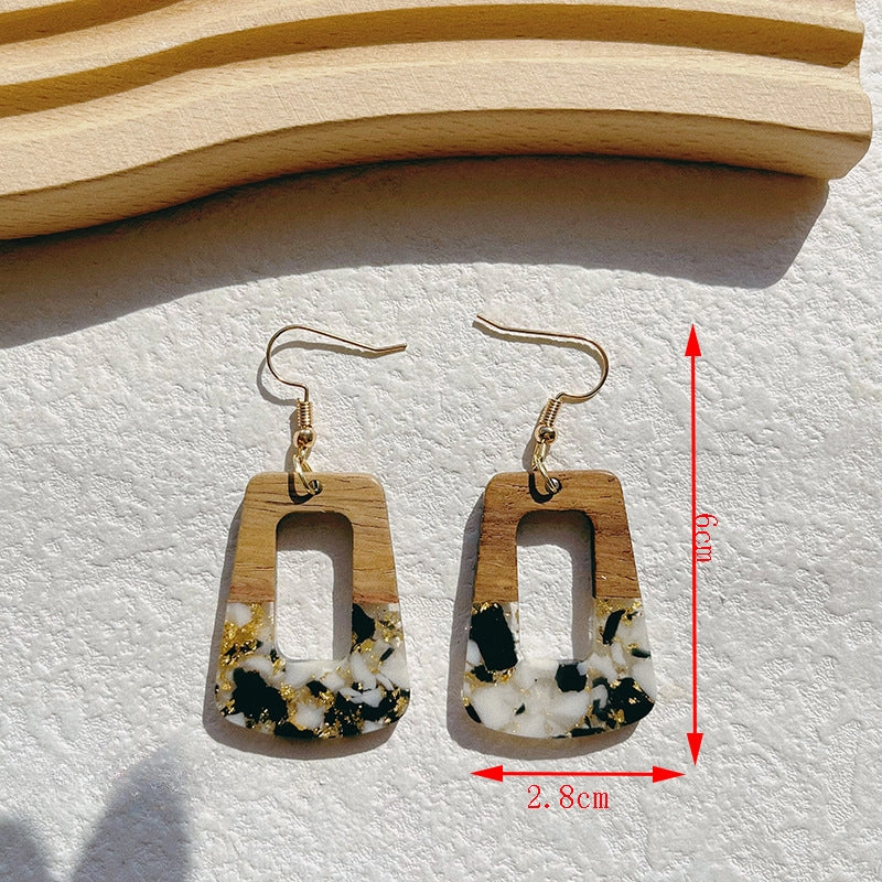 Wholesale Wooden Resin Splicing Earrings