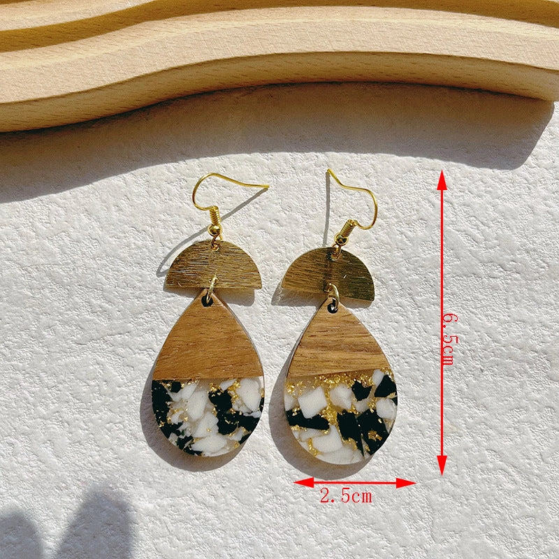 Wholesale Wooden Resin Splicing Earrings