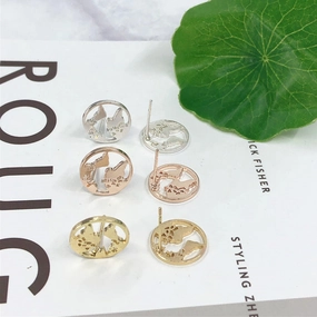 Wholesale World Map Alloy Ear Studs