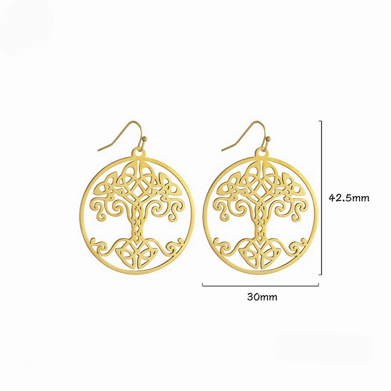 Wholesale World Tree Hollow Pendant Stainless Steel Earrings