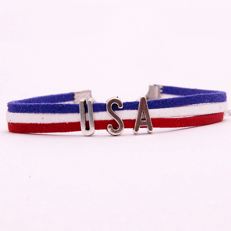 Wholesale Woven American Flag Sign Bracelet