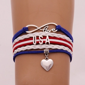 Wholesale Woven American Flag Sign Bracelet