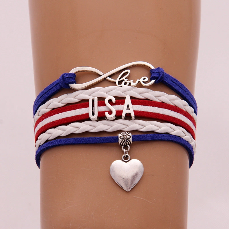 Wholesale Woven American Flag Sign Bracelet