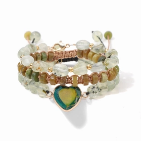 Wholesale Woven Crushed Stone Beads Love Heart Agate Bracelet
