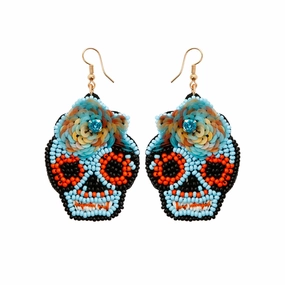 Wholesale Woven DIY Skull Head Ceramic Earrings