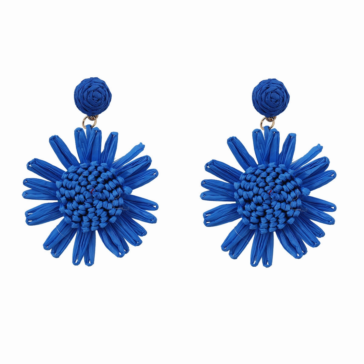 Wholesale Woven Flower Raffia Earrings