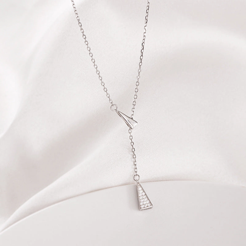 Wholesale Y-shaped S925 Sterling Silver Gold-plated Small and Slender Triangular Necklace
