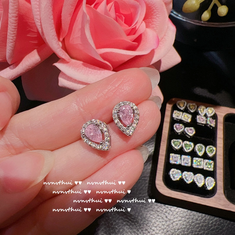 Wholesale Yellow Heart Gemstone 18K Earrings Zircon