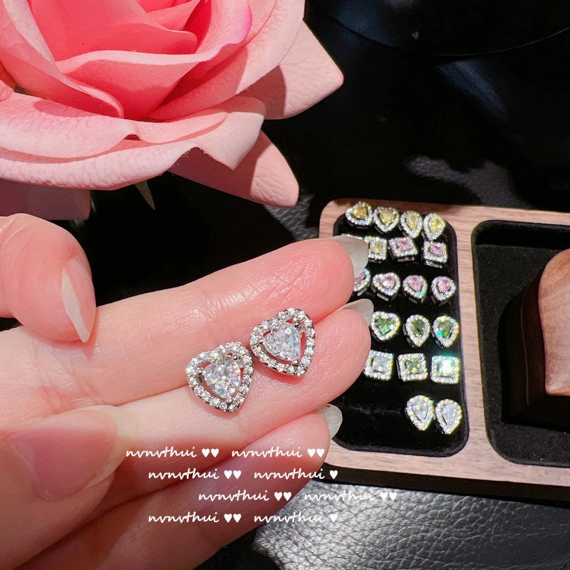 Wholesale Yellow Heart Gemstone 18K Earrings Zircon