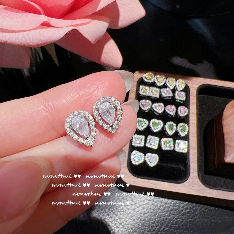 Wholesale Yellow Heart Gemstone 18K Earrings Zircon