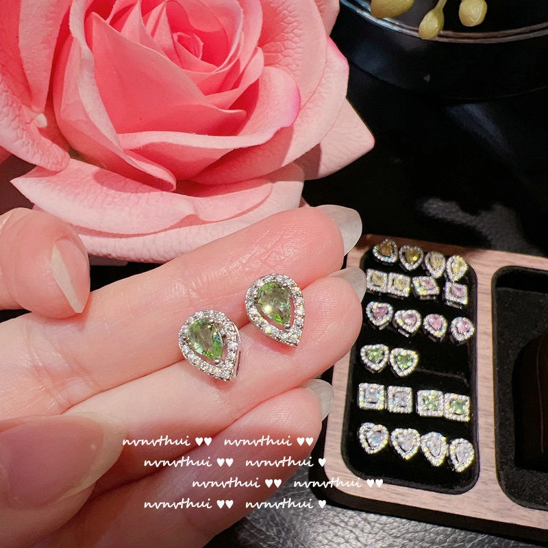 Wholesale Yellow Heart Gemstone 18K Earrings Zircon
