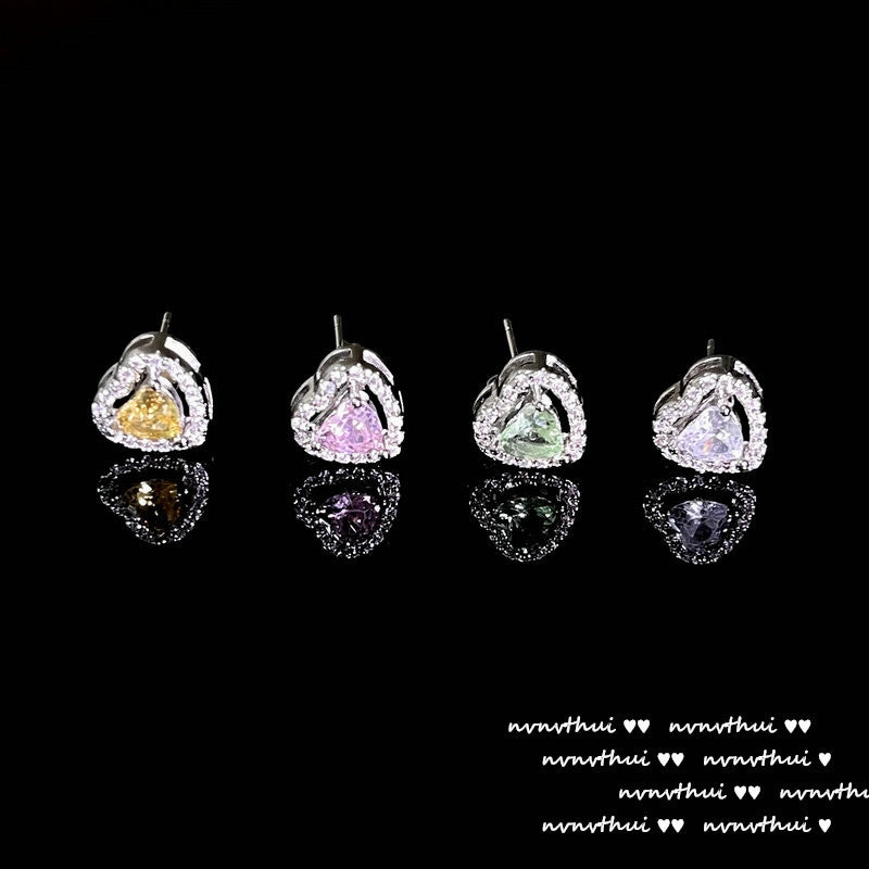 Wholesale Yellow Heart Gemstone 18K Earrings Zircon