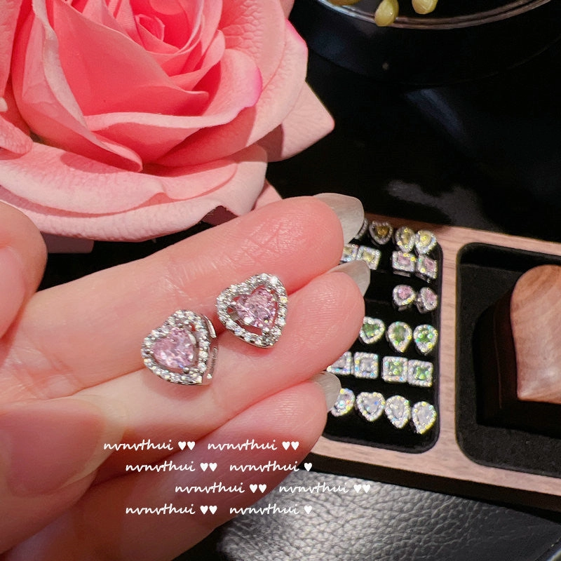 Wholesale Yellow Heart Gemstone 18K Earrings Zircon