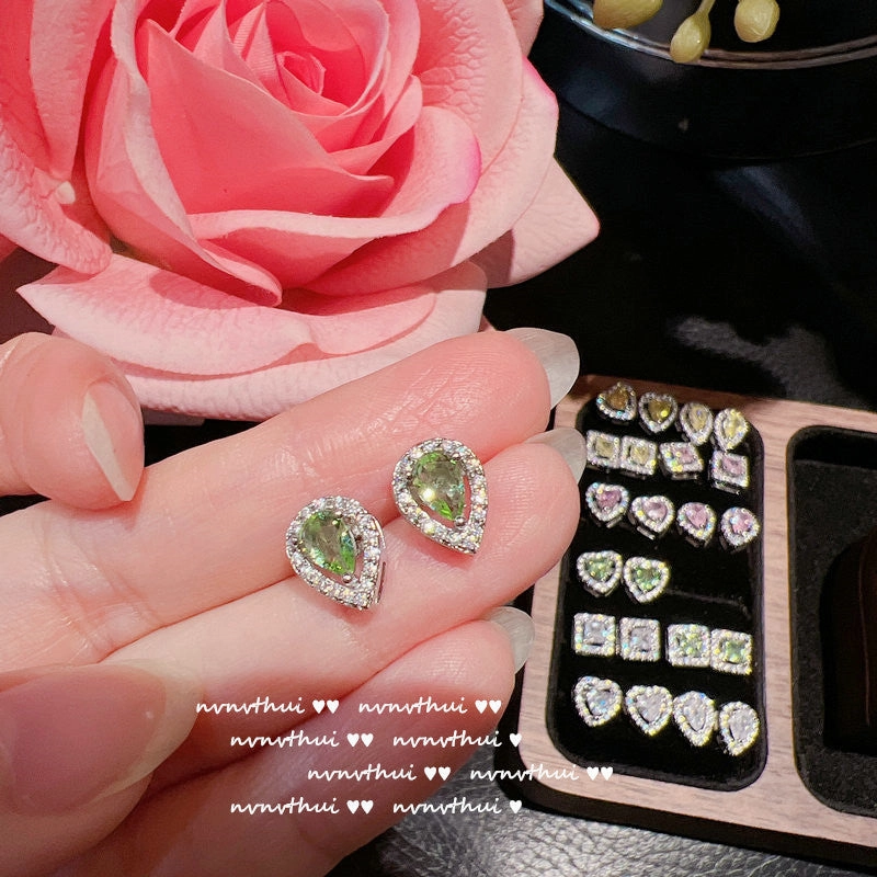 Wholesale Yellow Heart Gemstone 18K Earrings Zircon