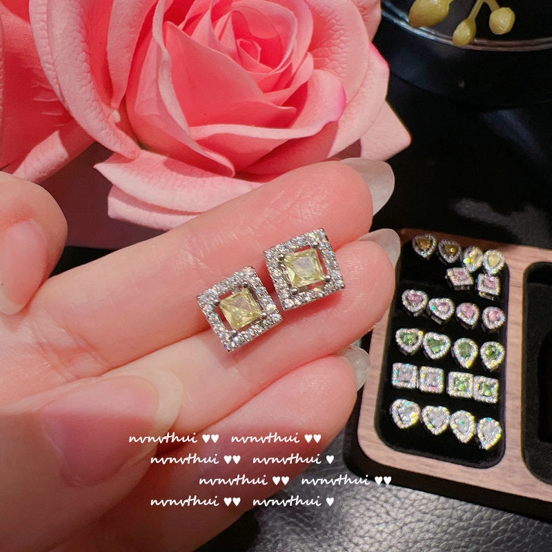 Wholesale Yellow Heart Gemstone 18K Earrings Zircon