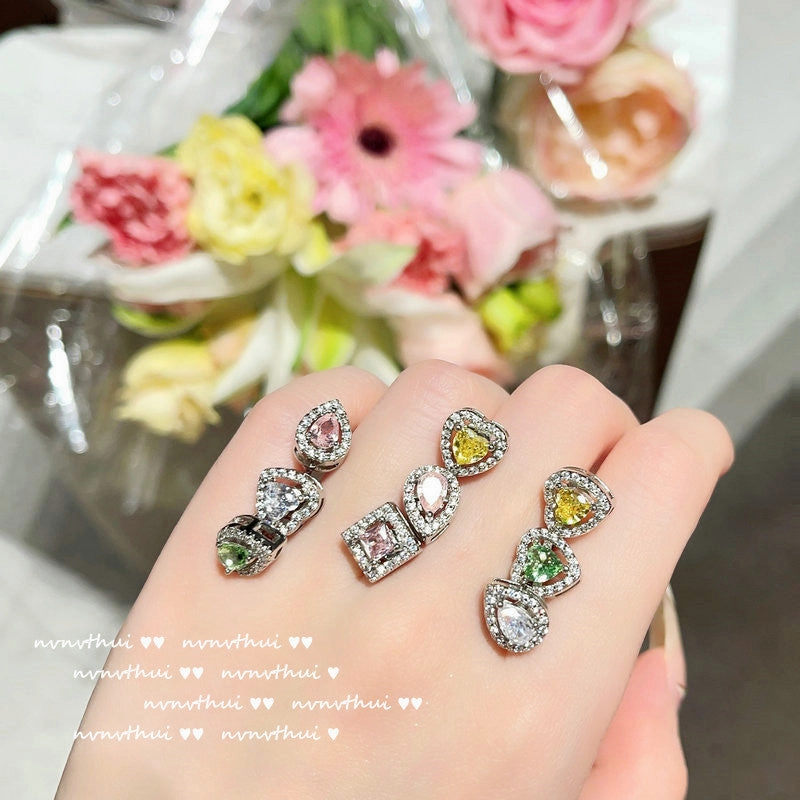 Wholesale Yellow Heart Gemstone 18K Earrings Zircon