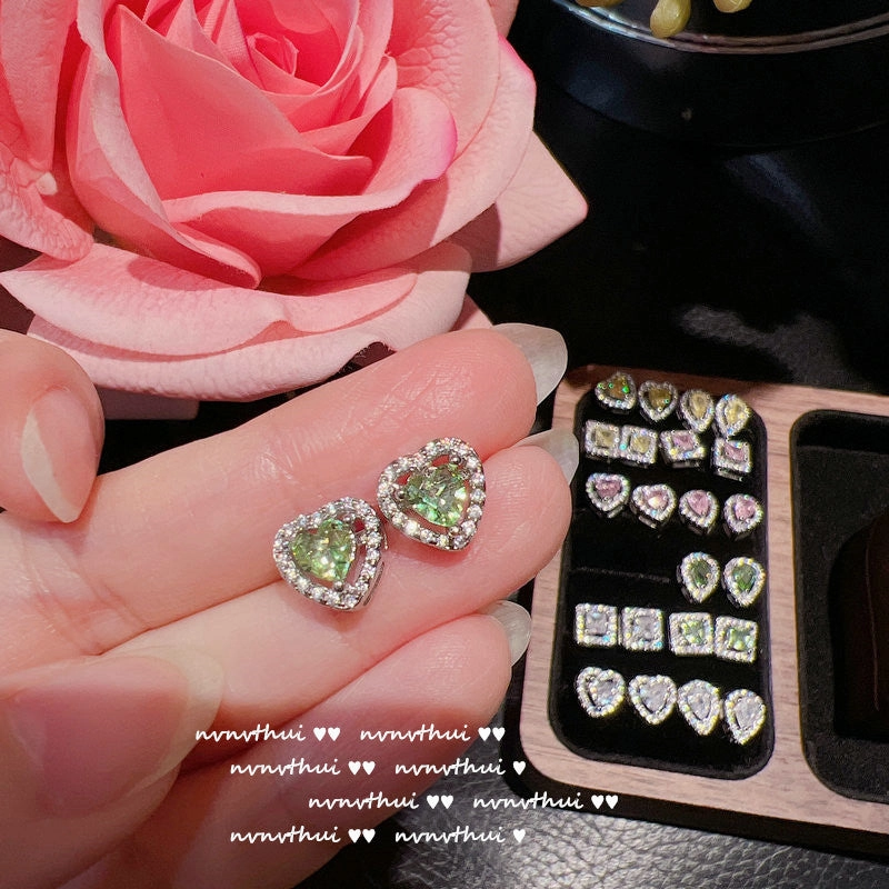 Wholesale Yellow Heart Gemstone 18K Earrings Zircon