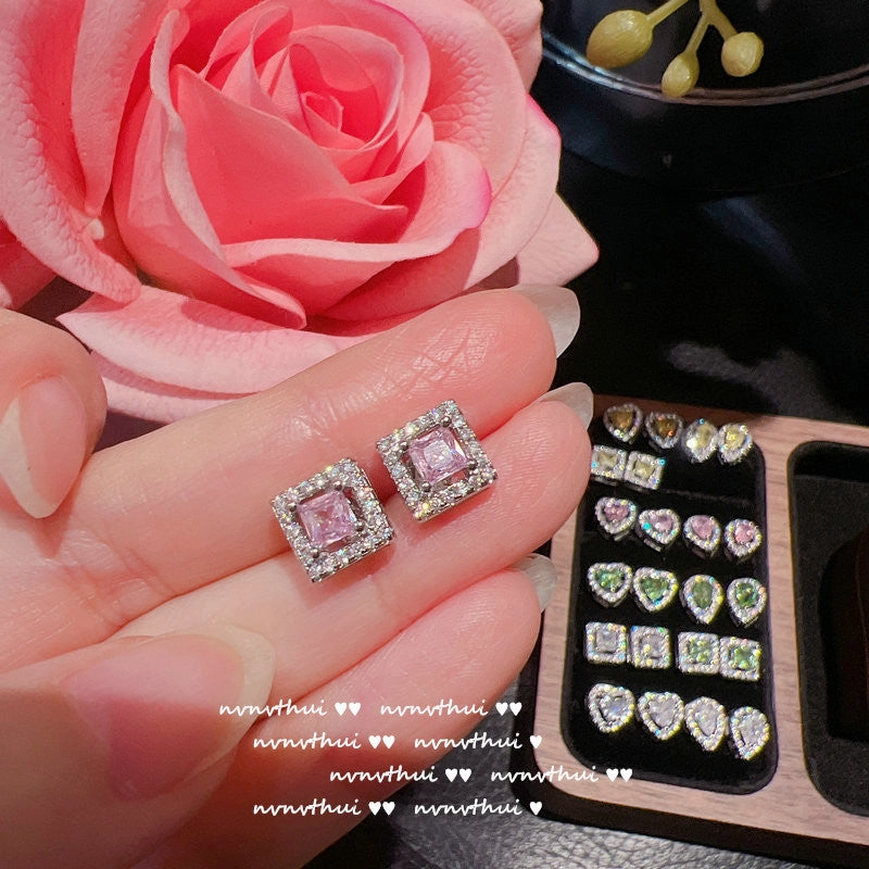 Wholesale Yellow Heart Gemstone 18K Earrings Zircon