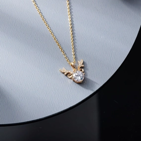Wholesale Yilu You You micro-inlaid zirconium elk antler copper gold-plated pendant necklace