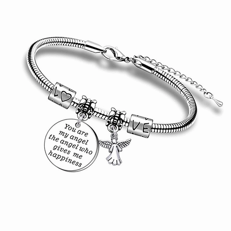 Wholesale You are my angel Stainless Steel Lettering Bracelet