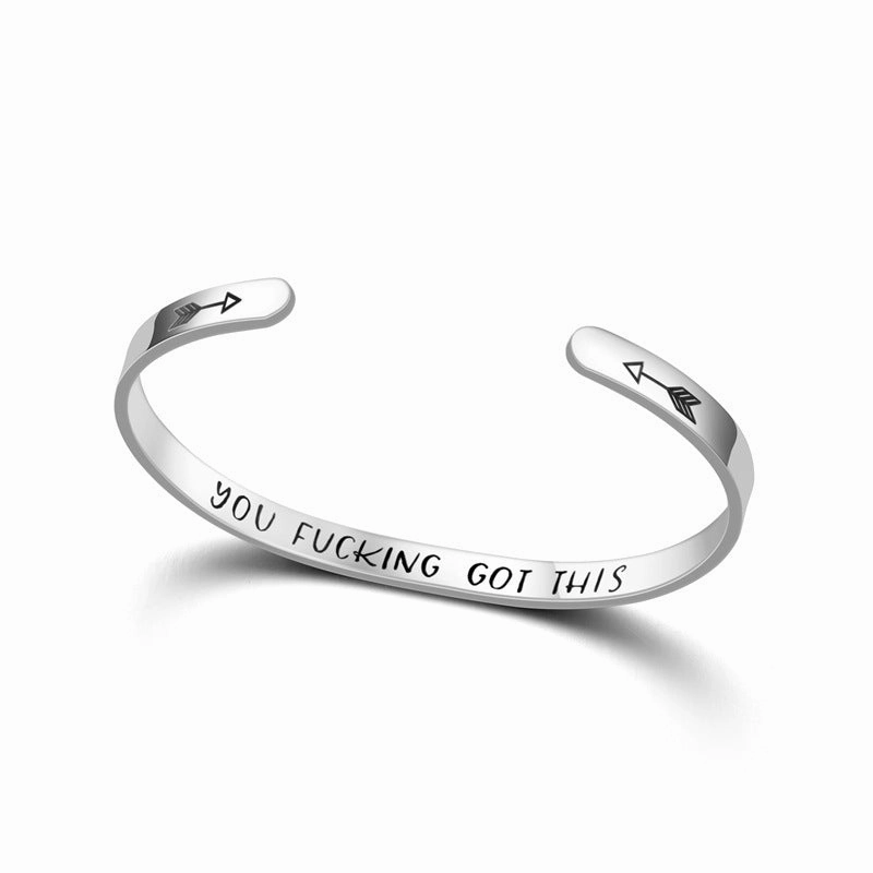 Wholesale YOU FUCKING GOT THIS C-Shaped Opening Stainless Steel Titanium Steel Bracelet