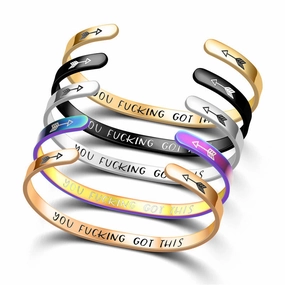 Wholesale YOU FUCKING GOT THIS C-Shaped Opening Stainless Steel Titanium Steel Bracelet