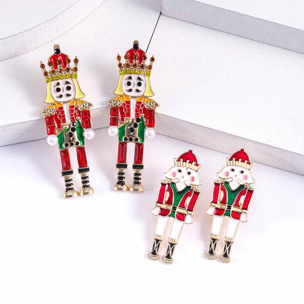 Wholesale Zinc Alloy Cartoon Red Soldier Drop Oil Earrings