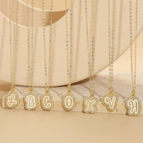 Wholesale Zircon 26 Letter Pendant Copper Necklace