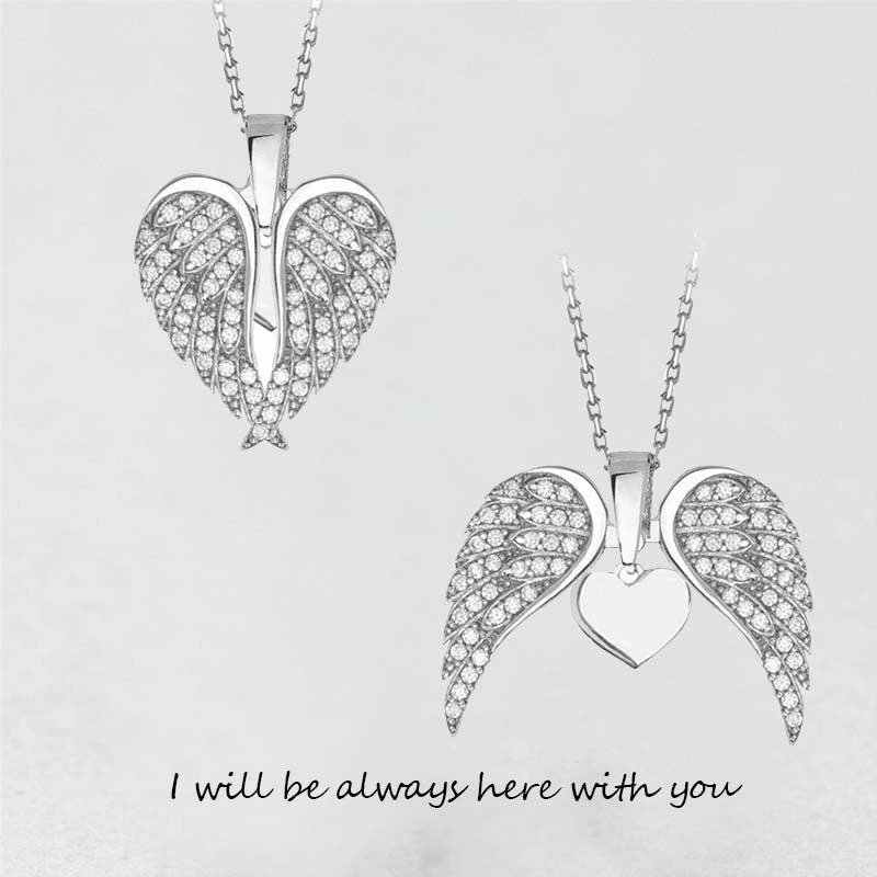 Wholesale Zircon Angel Wings Love DIY Engraving Necklace