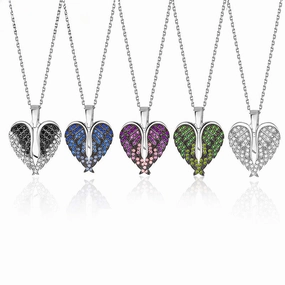 Wholesale Zircon Angel Wings Love DIY Engraving Necklace