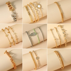 Wholesale Zircon Beads Multilayer Alloy Bracelet