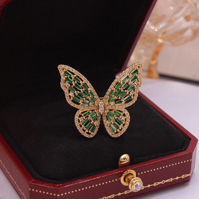 Wholesale Zircon Butterfly Open Copper Rings
