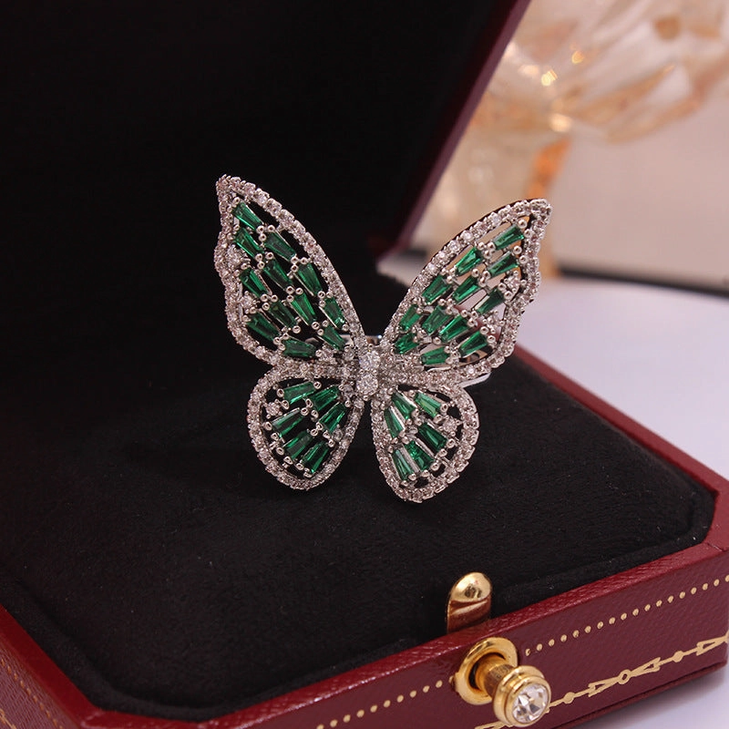 Wholesale Zircon Butterfly Open Copper Rings