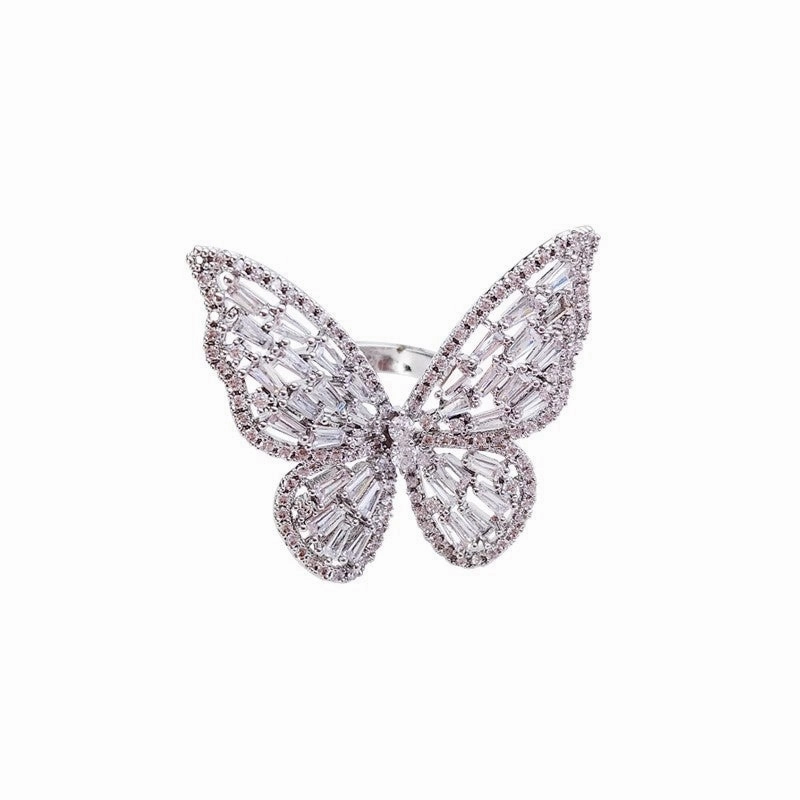 Wholesale Zircon Butterfly Open Copper Rings